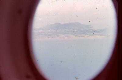view from window of RNZAF C130 Hercules approaching the SVN coast    [Young]