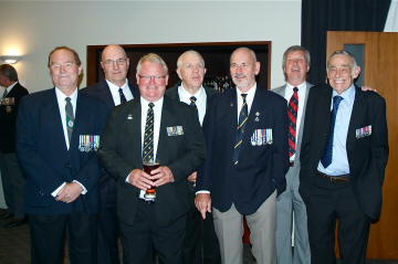 the mortar section is usually the largest section attanding any reunion - from left Doug Lewis, Bruce Young, Ross Cherry, Stu Cameron, Dave Flintoft, Mark Binning, Dave Condon [Binning]