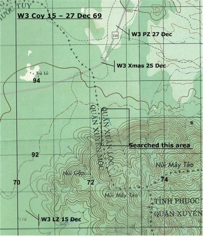 W3 movement around the NUI MAY TAU mountains Dec 69