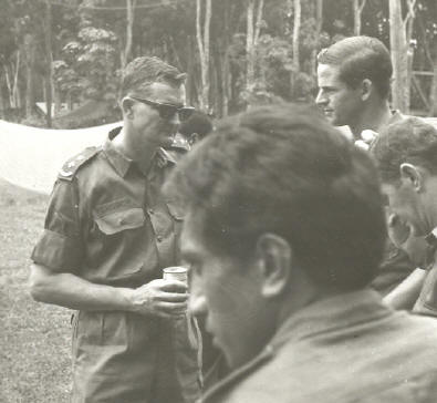 CO 2RAR Lt Col John Church [dark glasses] chating with CO 3 Cav Regt Lt Col HJ Coates [Young]