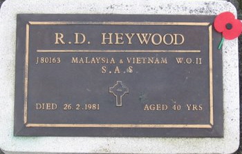 Dave Heywood's plaque in the ashes section of the Papakura Servicemen's Cemetery [Torrance]