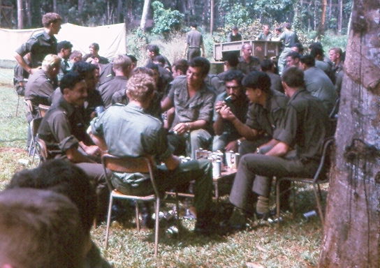 party afterwards - those not in dark green dacron uniform were visitors [Ure]