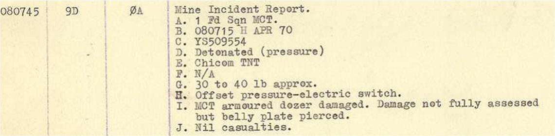 MCT mine_boobytap report 8Apr70 [1 Fd Sqn DO log]