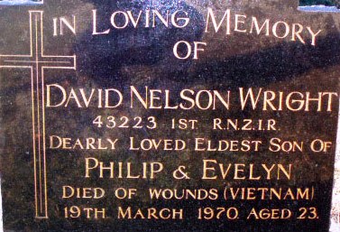 headstone Pte David Wright RNZIR at St Marys Church Esk Valley South Canterbury